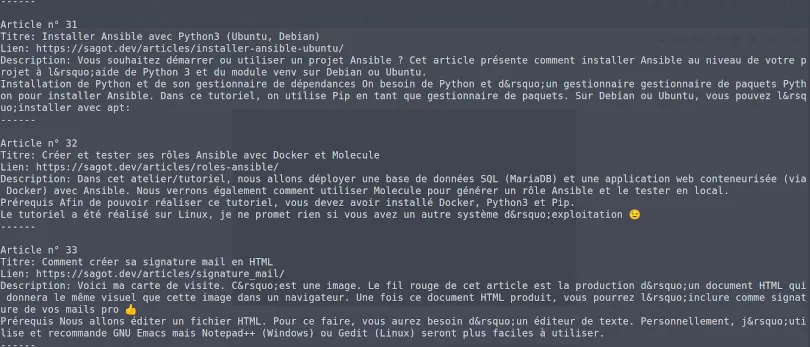 Flux RSS dans une console